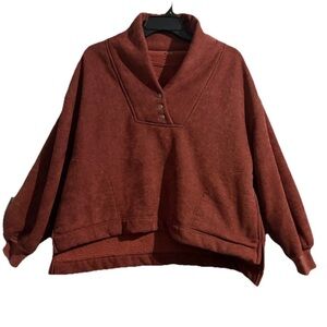 Free People Mia Henley Rust Sweatshirt  Women's Cowl Neck Sweater Heavyweight
